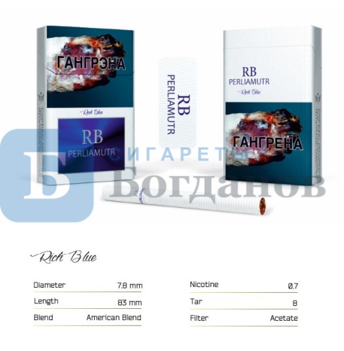 Пачка сигарет RB Perlamutr Rich Blue KS, вид 9